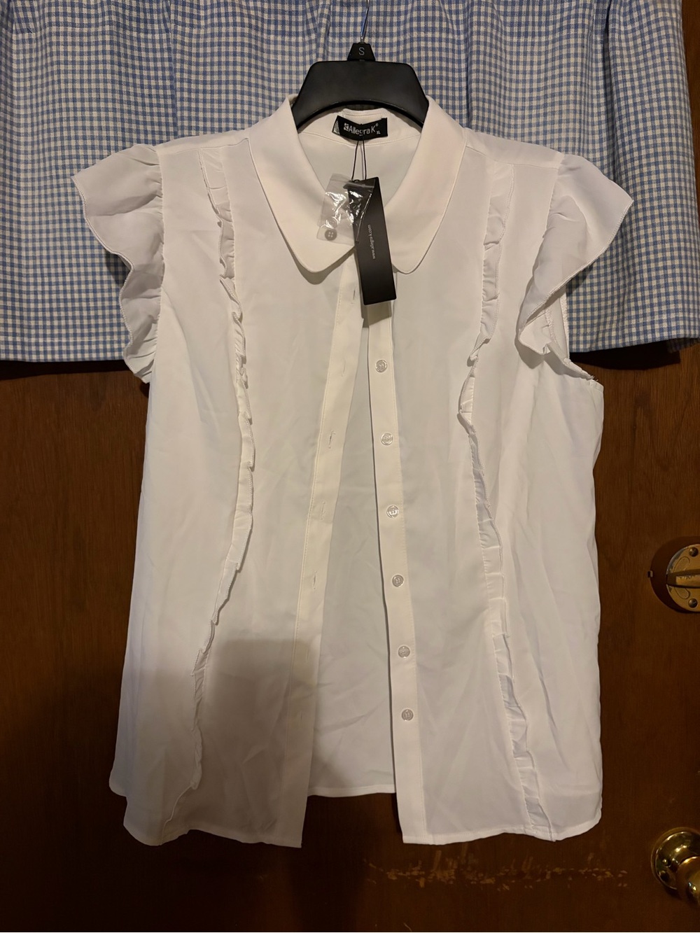 Allegra K White Collared Blouse